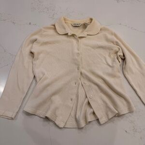 Eddie Bauer White Waffle Cardigan